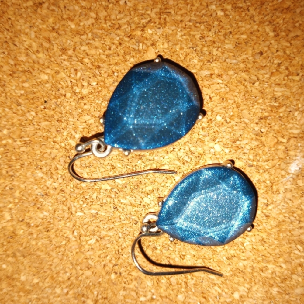 Faux Blue Sapphire dangle earrings